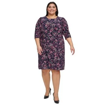推荐Plus Size Floral 3/4-Sleeve Jersey Dress商品