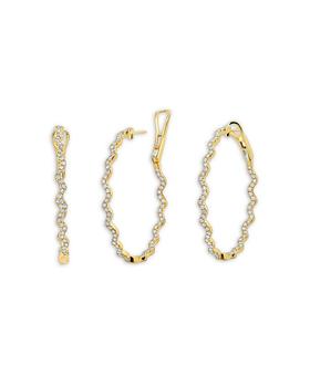 商品Graziela Gems | 18K Yellow Gold Amazonia Diamond Wavy Medium Hoop Earrings,商家Bloomingdale's,价格¥71192图片