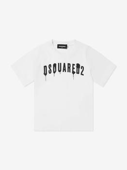 推荐Dsquared2 White Kids Slouch Fit Drip Logo T-Shirt商品