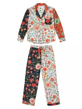 Desmond & Dempsey | 2-Piece Colorblocked Floral Cotton Pajama Set 满$250享8.5折, 满折