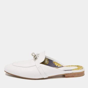 Hermes | Hermes White Leather Oz Flat Mules Size 37 