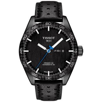 男装tissot automatic, Tissot | Men's Swiss Automatic PRS 516 Black Perforated Leather Strap Watch 42mm商品图片 