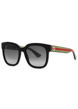 推荐Black striped wayfarer-style sunglasses商品
