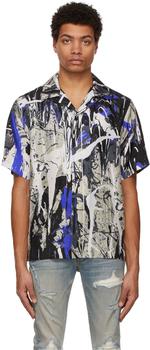 amiri衬衫, AMIRI | Black & Blue Paint Splatter Bowling Shirt商品图片 5.6折