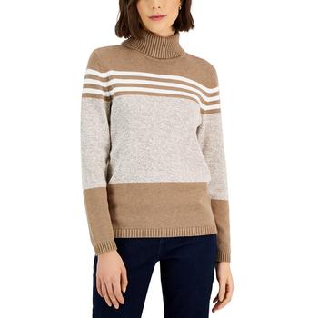 Karen Scott | Petite Kenton Striped Turtleneck Sweater, Created for Macy's商品图片,2.7折