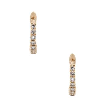 商品18K Yellow Gold Diamond Hoop Earrings图片