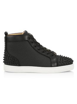 Christian Louboutin | Lou Spikes 2 Woven Leather High-Top Sneakers商品图片,