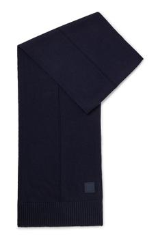 Hugo Boss | BOSS - KAIO Dark Blue Plain Knit Scarf With Woven Logo 50476461 404商品图片,满$175享9折, 满折