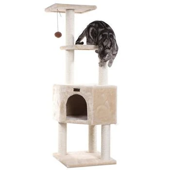 48" Real Wood 3-Level Cat Tower for Kittens Play