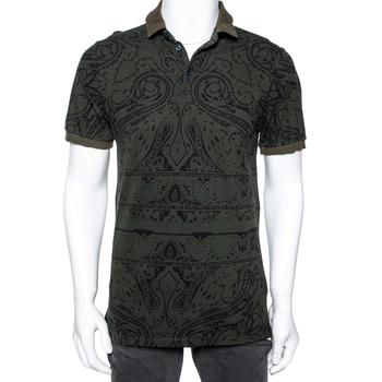 推荐Etro Green Paisley Printed Cotton Pique Polo T-Shirt S商品