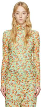 ganni floral pleated shirtdress, Ganni | Green Floral Turtleneck商品图片 额外8.5折, 额外八五折