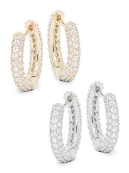 推荐2-Piece Goldtone & Crystal Huggie Hoop Earring Set商品