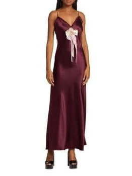 LOVESHACKFANCY | Elizabella Appliqué Silk Dress,商家Saks OFF 5TH,价格¥2210