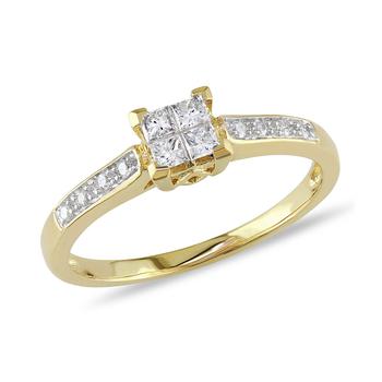 商品1/4 CT Round and Princess Diamonds TW Engagement Ring  10k Yellow Gold GH I2;I3图片