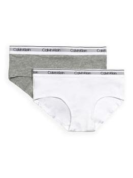 商品Calvin Klein | Girl's 2-Pack Logo Hipster Briefs,商家Saks OFF 5TH,价格¥59图片