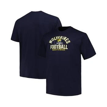 CHAMPION | Men's Navy Distressed Michigan Wolverines Big and Tall Football Helmet T-shirt 