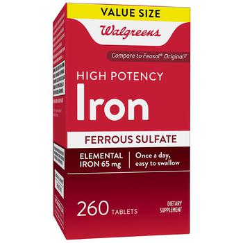 商品Walgreens | High Potency Iron Ferrous Sulfate 65mg Tablets,商家Walgreens,价格¥144图片