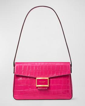 推荐katy croc-embossed leather shoulder bag商品