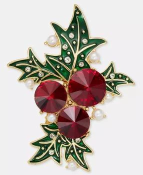 Holiday Lane | Crystal & Imitation Pearl Mistletoe Pin, Macy's Exclusive,商家Macy's,价格¥96