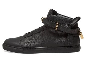 推荐Men's Black High-top 100 MM Leather Sneakers商品