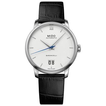 MIDO | Men's Swiss Automatic Baroncelli III Black Leather Strap Watch 40mm商品图片,