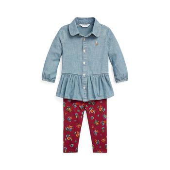 Ralph Lauren | Baby Girls Chambray Top and Floral Jersey Leggings Set商品图片,