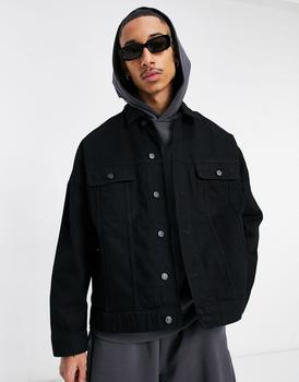 推荐ASOS DESIGN oversized denim jacket in black商品