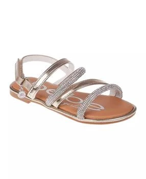 Bebe | Big Girl's Flat Sandal with Tubular Rhinestone Strapping and Hanging Charm Polyurethane Sandals,商家Macy's,价格¥140