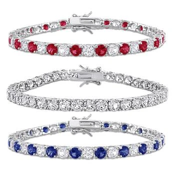 Mimi & Max | 43ct TGW Created Ruby Created Blue White Sapphire Tennis Bracelet 3-Piece Set,商家Premium Outlets,价格¥1100