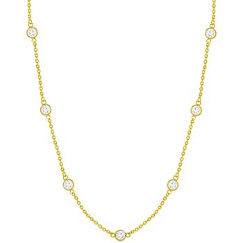 Essentials | Cubic Zirconia Station 24" Statement Necklace in Silver or Gold Plate商品图片,5折×额外8折, 额外八折