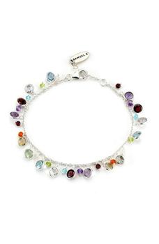 推荐Sterling Silver Multi Stone Dangling Charm Bracelet商品