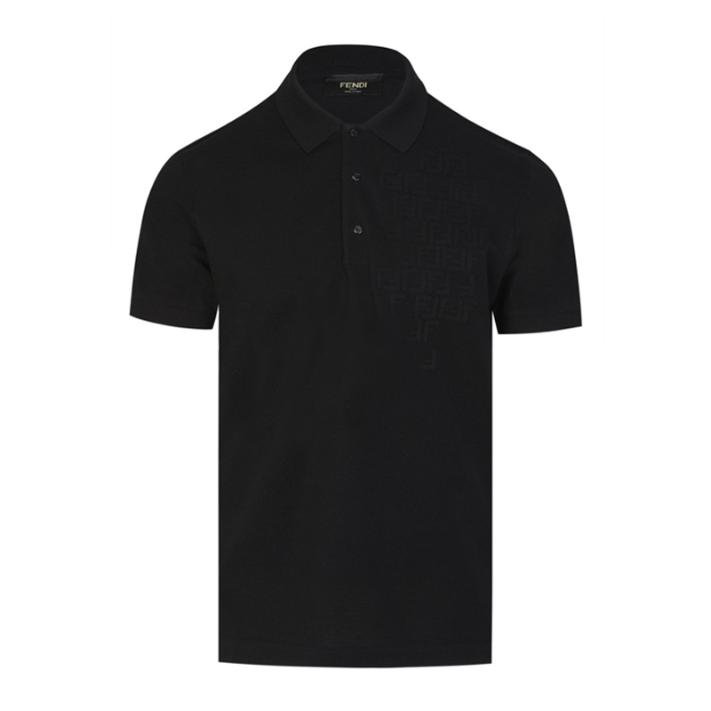 转运珠精选, Fendi | FENDI 男士黑色棉质珠地布 Polo 衫 FY0985-AAOJ-F0QA1商品图片 独家减免邮费
