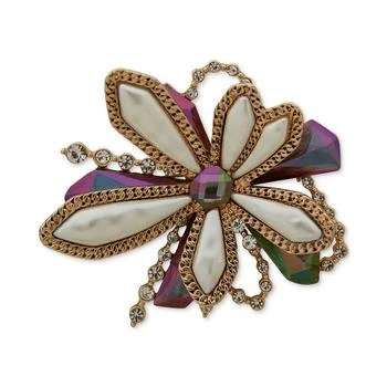 Anne Klein | Gold-Tone Crystal & Mother-of-Pearl Braided Flower Cluster Pin,商家Macy's,价格¥209