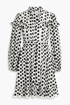 Diane von Furstenberg | Chicago ruffled polka-dot cotton-jacquard mini dress,商家THE OUTNET US,价格¥866