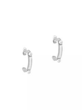 推荐Circle White Round Faux Pearl & Stainless Steel Earrings商品