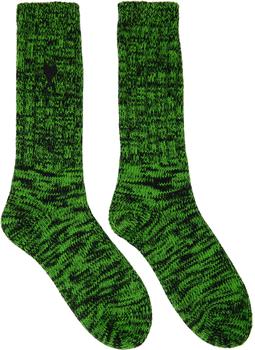 AMI | Green & Black Ami de Cœur Socks商品图片,额外8.5折, 独家减免邮费, 额外八五折