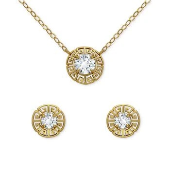 Giani Bernini | 2-Pc. Set Cubic Zirconia Greek Key Pendant Necklace & Matching Stud Earrings in 18k Gold-Plated Sterling Silver, Created for Macy's 4折×额外8折, 独家减免邮费, 额外八折