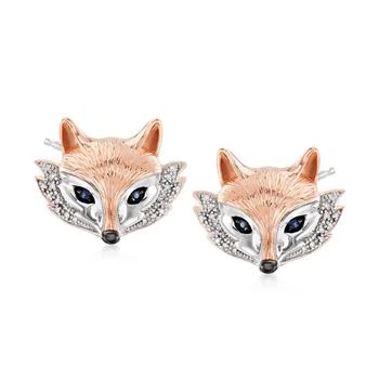 Ross-Simons | Ross-Simons Sapphire and . Diamond Fox Earrings in 2-Tone Sterling Silver,商家Premium Outlets,价格¥1522