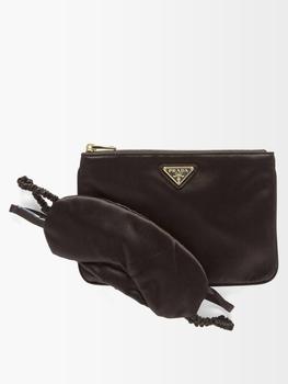 Prada | Triangle-logo pouch and satin eye mask set商品图片,