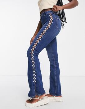 topshop jamie, Topshop | Topshop Y2K lace up Jamie Flare jean in indigo商品图片 