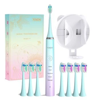YUNCHI | Electric Toothbrush for Adults & Kids, YUNCHI Y7 Rechargeable Sonic Electric Toothbrushes, 8 Dupont Brush Heads, 5 Modes Fast Charge for 30 Days, 40,000 VPM Motor & 2 Mins Timer Tooth Brush, Green,商家Amazon US selection,价格¥252