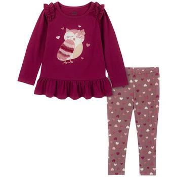KIDS HEADQUARTERS | Toddler Girls Ruffle-Trim Peplum Jersey Tunic and Heart Print Leggings, 2 Piece Set 