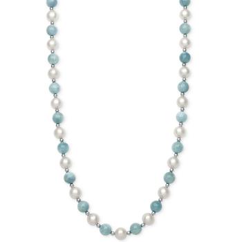 Belle de Mer | Milky Aquamarine (7mm) and Cultured Freshwater Pearl (7-1/2mm) Strand Collar Necklace商品图片,