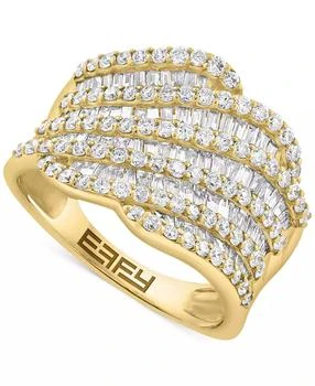 Effy | EFFY® Diamond Round & Baguette Multirow Diagonal Ring (1-3/8 ct. t.w.) in 14k Gold,商家Macy's,价格¥24274