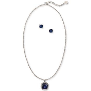 Charter Club | Cushion-Cut Crystal Pendant Necklace & Stud Earrings Set, Created for Macy's商品图片,3折