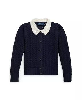 Ralph Lauren | Girls 2T-6X Pointelle-Knit Peter Pan Collar Cardigan,商家Macy's,价格¥412