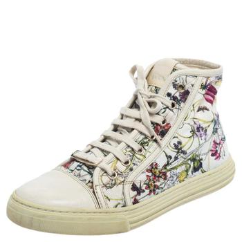 古驰高帮鞋, [二手商品] Gucci | Gucci Multicolor Floral Canvas High Top Sneakers Size 37商品图片 8.4折, 满1件减$100, 满减