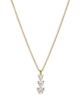 Nadri | Triple Heart Pendant Necklace in 18K Gold Plated or Rhodium Plated, 16",商家Bloomingdale's,价格¥484