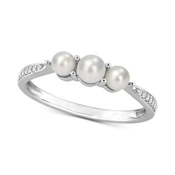 Macy's | Cultured Freshwater Pearl (3 & 6-1/2mm) & Diamond Accent Ring in 14k White Gold,商家Macy's,价格¥4710