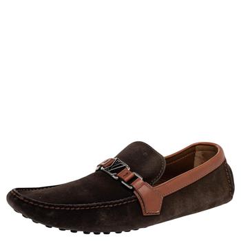 lv男鞋官网, [二手商品] Louis Vuitton | Louis Vuitton Brown Suede And Leather Hockenhein Slip On Loafers Size 45商品图片 7.1折, 满1件减$100, 满减